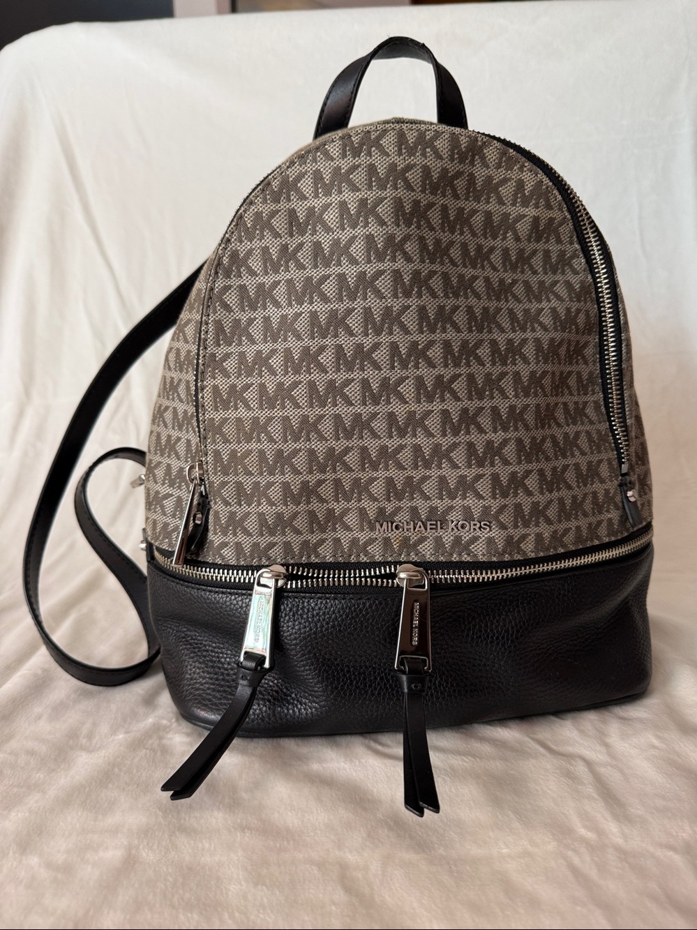 Michael Kors MK Logo Backpack Brown Black Large Designer Travel Bag